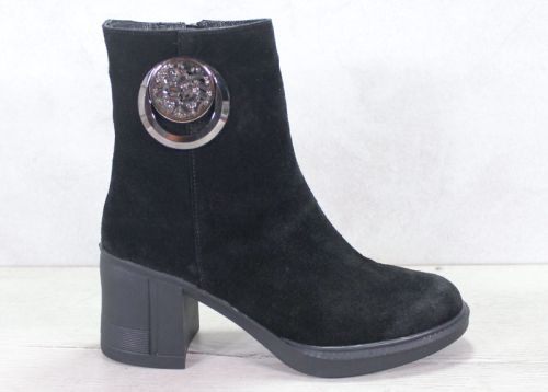 Cizme de dama din piele intoarsa naturala neagra - model Charme Élégant