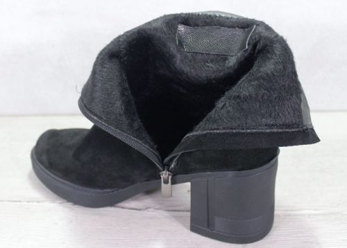 Cizme de dama din piele intoarsa naturala neagra - model Charme Élégant