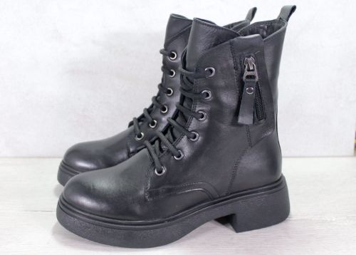 Botine de dama din piele neagra - model Classique Noir