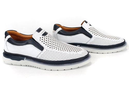 Mocasini barbatesti din piele naturala alb - ModelGeronimo