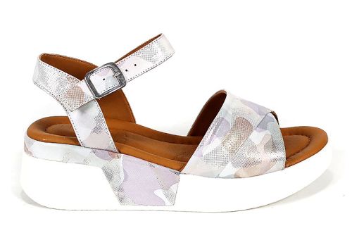 Sandale damă Liora din piele naturală – camuflaj alb cu platformă albă
