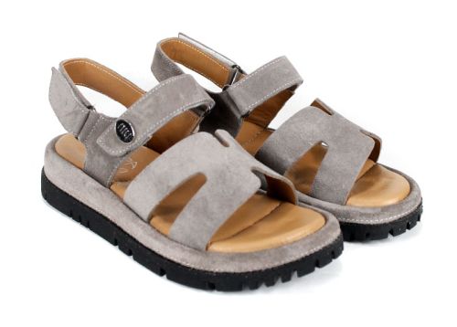 Sandale damă Velvet Echo din velur natural cu talpă confortabilă și închidere cu velcro