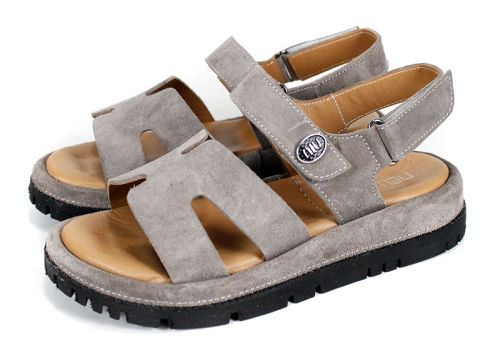 Sandale damă Velvet Echo din velur natural cu talpă confortabilă și închidere cu velcro