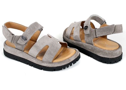 Sandale damă Velvet Echo din velur natural cu talpă confortabilă și închidere cu velcro
