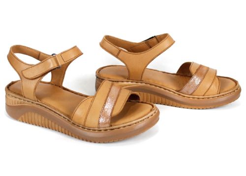 Sandale damă piele naturală culoare maro deschis Sole Chiaro