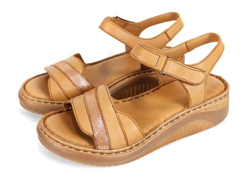 Sandale damă piele naturală culoare maro deschis Sole Chiaro