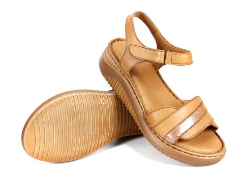 Sandale damă piele naturală culoare maro deschis Sole Chiaro