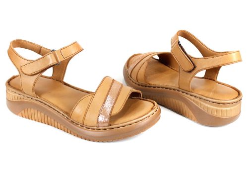 Sandale damă piele naturală culoare maro deschis Sole Chiaro