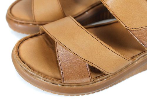 Sandale damă din piele naturală cafenie cu talpă joasă – Sole Brillante