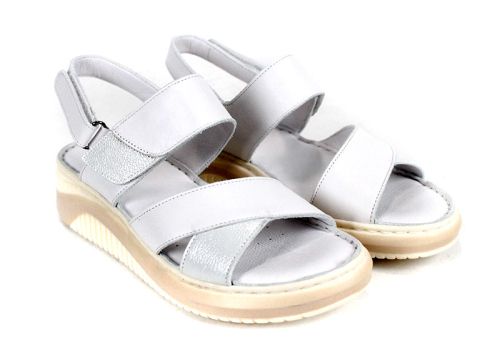 sandale damă albe din piele naturală Sole Brillante