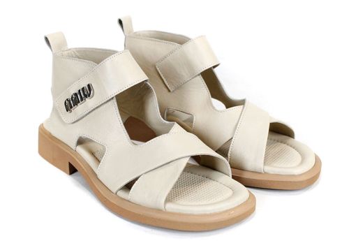 Sandale damă înalte din piele naturală bej – Cielo Caldo