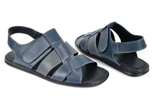 Sandale bărbătești Mare Blu din piele – albastru și gri