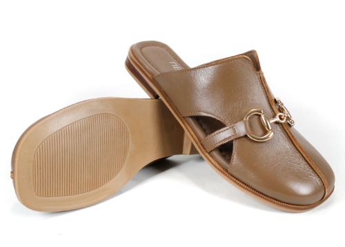 Papuci damă Luna Piena cappuccino piele naturală