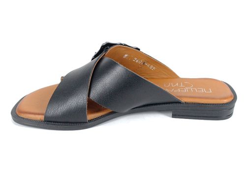 papuci damă Forma Nuova din piele naturală cu cataramă