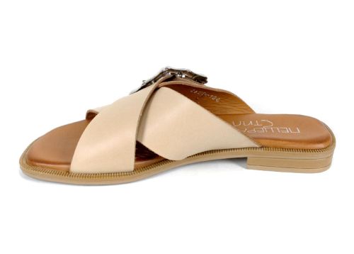 Papuci de damă din piele naturală Forma Nuova – bej