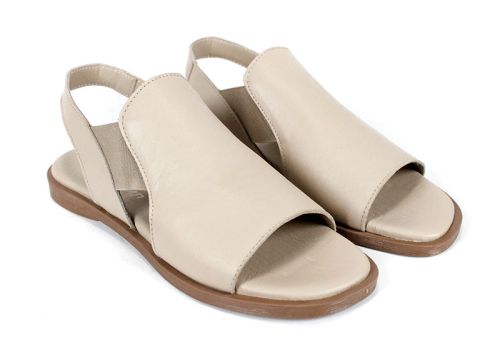sandale damă joase din piele naturală bej Penta Koko
