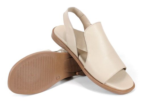 sandale damă joase din piele naturală bej Penta Koko