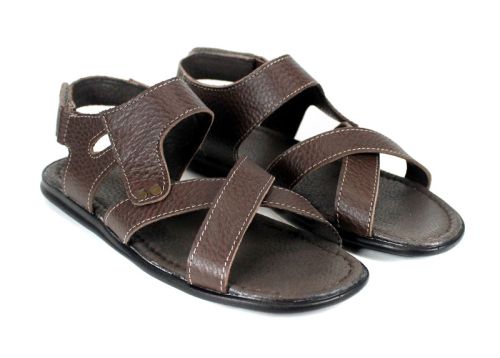 Sandale barbatesti din piele naturala de culoare neagra - model Vladi