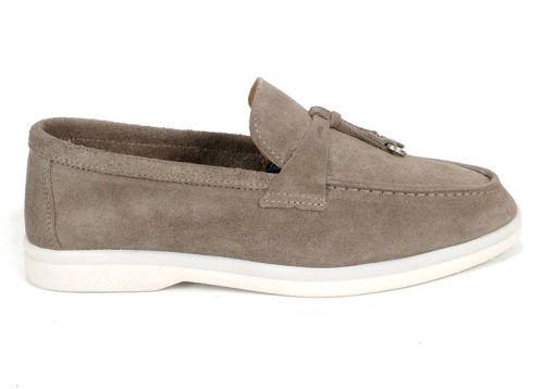 Mystica – mocasini damă din velur natural bej nisipiu