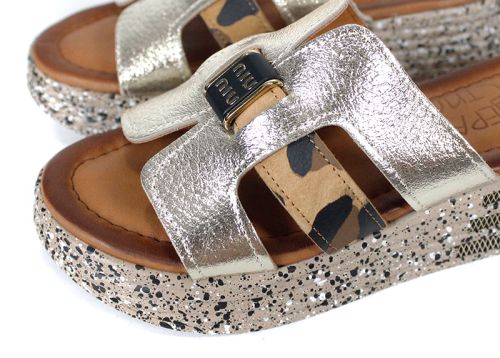 Papuci damă Luna Fiera piele leopard auriu