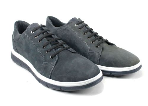 Pantofi barbatesti din piele naturala si piele intoarsa de culoare albastru inchis - model Dynamic Flair