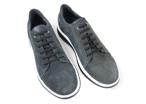 Pantofi barbatesti din piele naturala si piele intoarsa de culoare albastru inchis - model Dynamic Flair