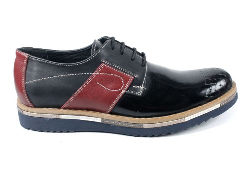 Pantofi barbati din piele in negru cu elemente albe Y 212 CH