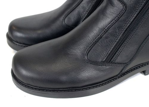 Cizme barbati de piele cu două fermoare în modelul negru Vito