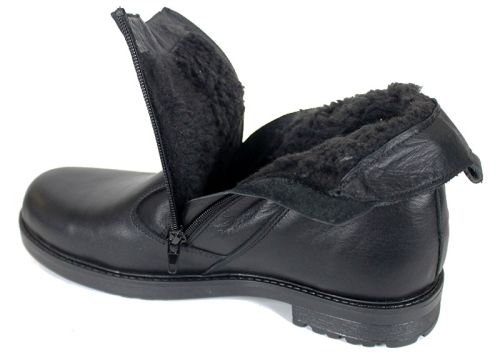 Cizme barbati de piele cu două fermoare în modelul negru Vito