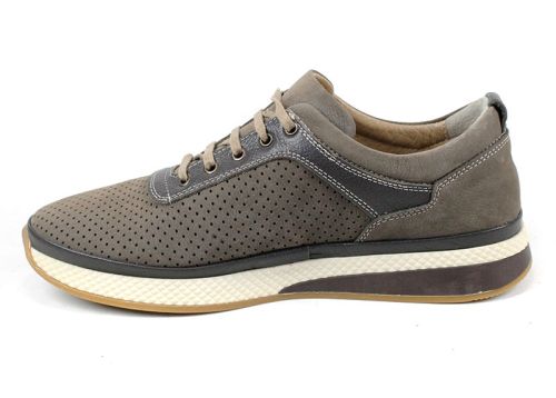Pantofi casual de vara barbatesti din nubuc natural de culoare gri inchis - Model Cardam.