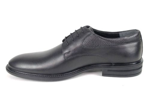 Pantofi eleganți bărbătești Verso Notte din piele naturală neagră, talpă flexibilă și design clasic cu șireturi