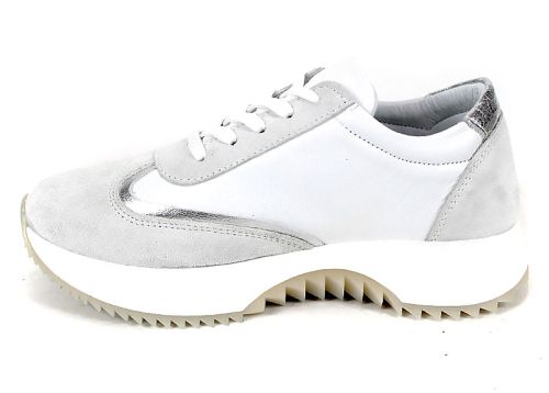 Adidasi dama din piele naturala negru si platina cu perforare - model Ebony Trail