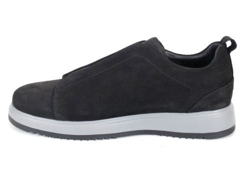 pantofi bărbătești nubuc natural kaki fără șireturi cu elastice și talpă sport