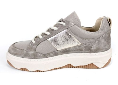 Pantofi sport damă Avileta din piele vizon și velur cu detaliu auriu și talpă albă