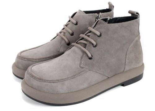 Pantofi damă Linea Velluto tip Clarks din piele întoarsă vizon, cu talpă flexibilă și design clasic