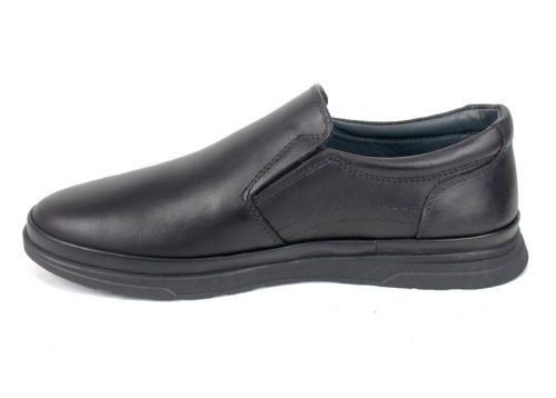 Pantofi bărbătești Cefo fără șireturi, din piele naturală neagră