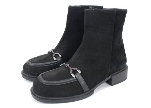 Ghete Eleganza din velur negru pentru dame