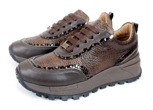 Pantofi sport damă Linea Noble – piele naturală, nuanțe maro