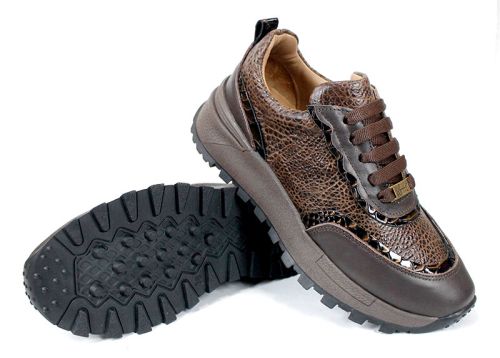 Pantofi sport damă Linea Noble – piele naturală, nuanțe maro