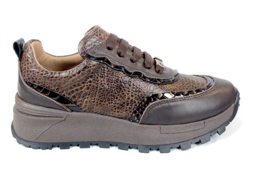 Pantofi sport damă Linea Noble – piele naturală, nuanțe maro