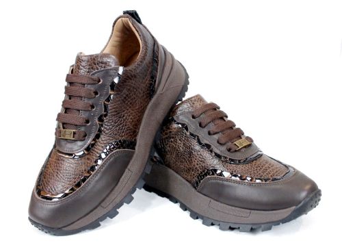 Pantofi sport damă Linea Noble – piele naturală, nuanțe maro