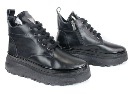 Ghete sport damă Night Nova din piele naturală – negre