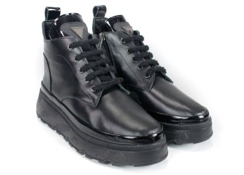 Ghete sport damă Night Nova din piele naturală – negre