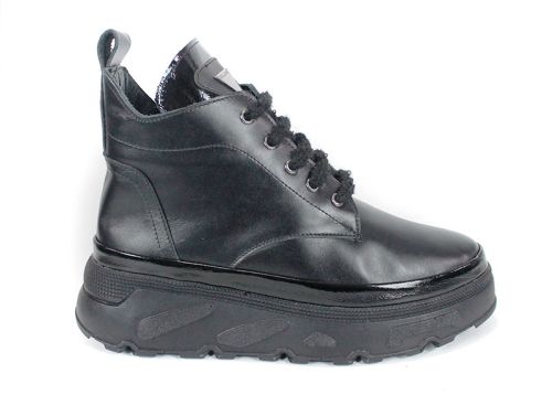 Ghete sport damă Night Nova din piele naturală – negre