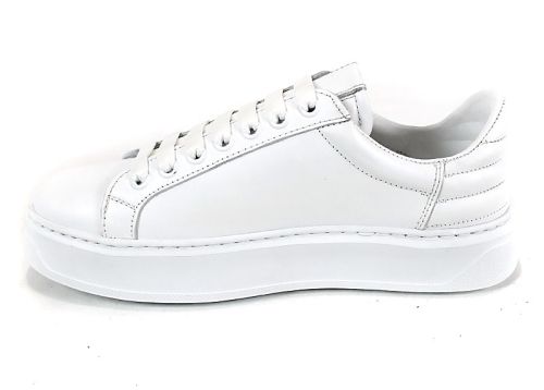 Sneakers damă Aero Bianca – piele naturală, alb cu fermoar