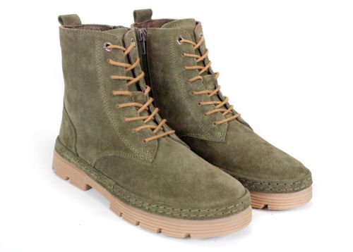 Pantofi tip clarks Verde Road – piele velur verde, talpă cusută