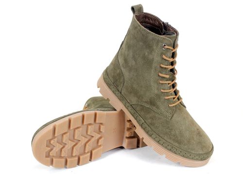 Pantofi tip clarks Verde Road – piele velur verde, talpă cusută