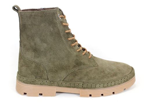 Pantofi tip clarks Verde Road – piele velur verde, talpă cusută