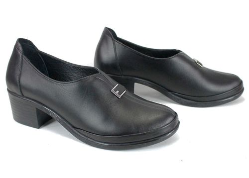 Pantofi negri eleganți cu toc mediu Lusso Forte