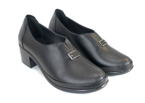 Pantofi negri eleganți cu toc mediu Lusso Forte